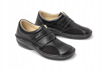 Skórzane półbuty z tekstylnymi wkładkami haluksy