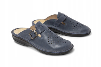 Skórzane klapki zakrywające palce na bolące stopy