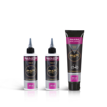 Zestaw do konserwacji roweru - 2 x olej do łańcucha + 1 x smar litowy